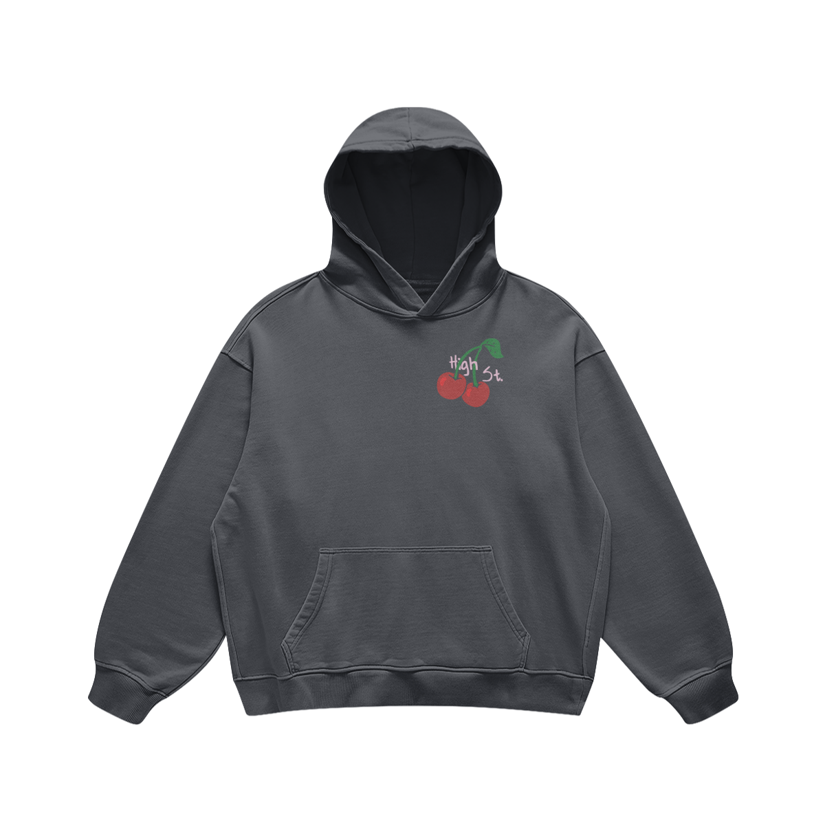 High Street Cherries Carbon Gray Hoodie