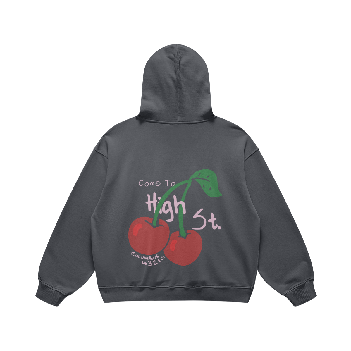 High Street Cherries Carbon Gray Hoodie