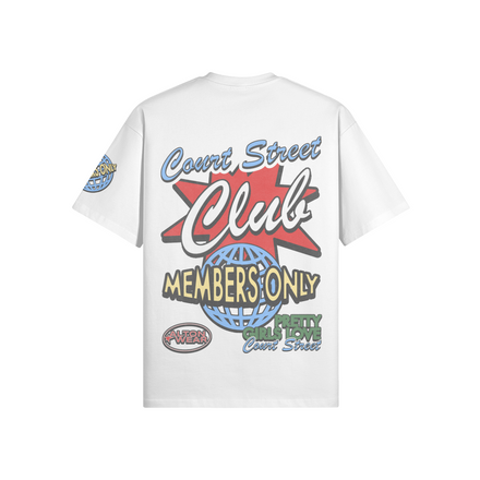 Court Street Club White tee