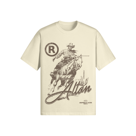 "Rated R" Vintage Cowboy White Rock Oversized Tee