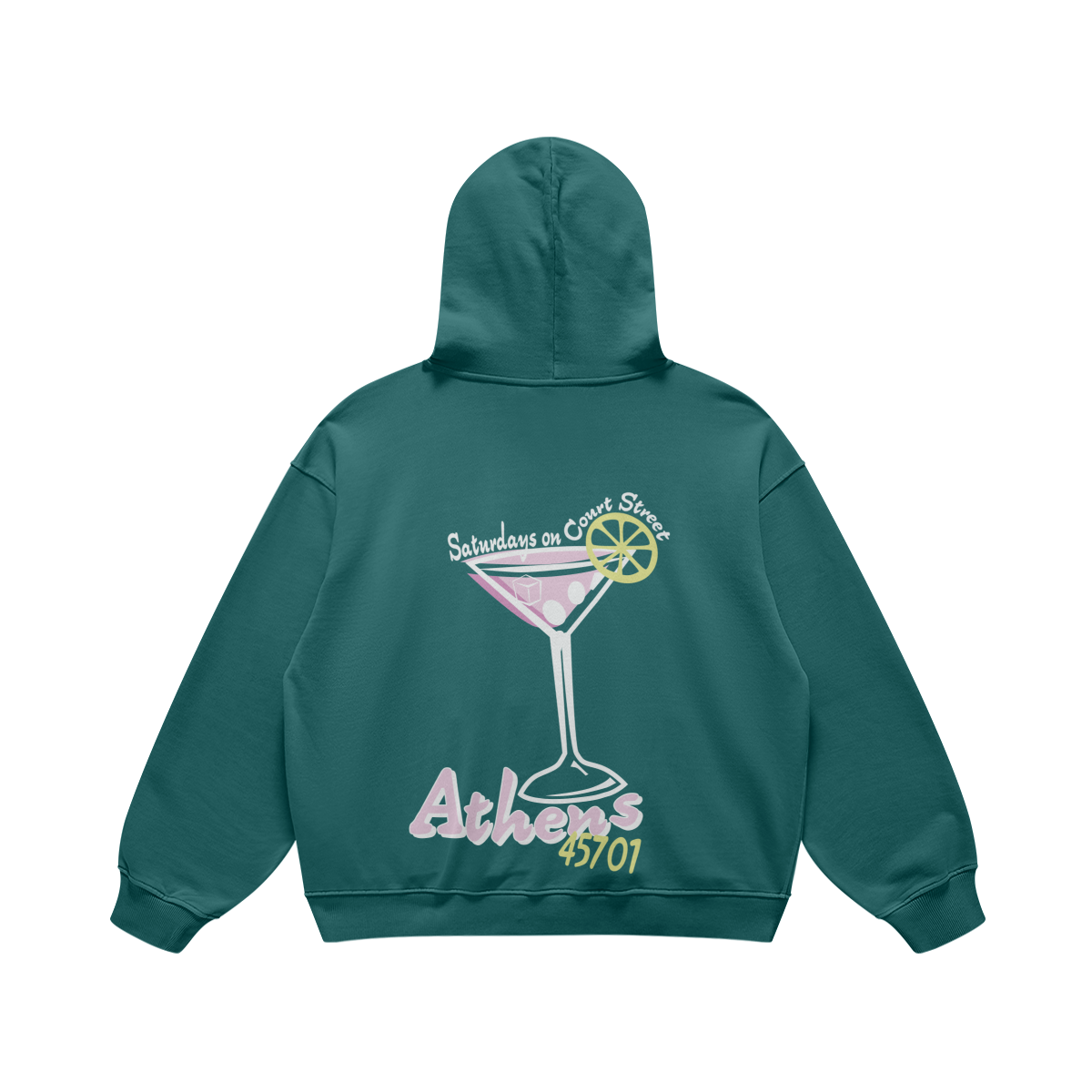 Saturday on Court Street Blueish Green Hoodie