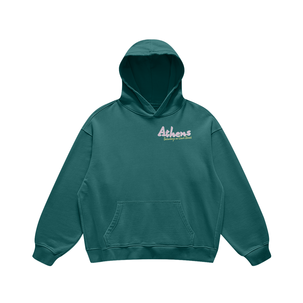 Saturday on Court Street Blueish Green Hoodie