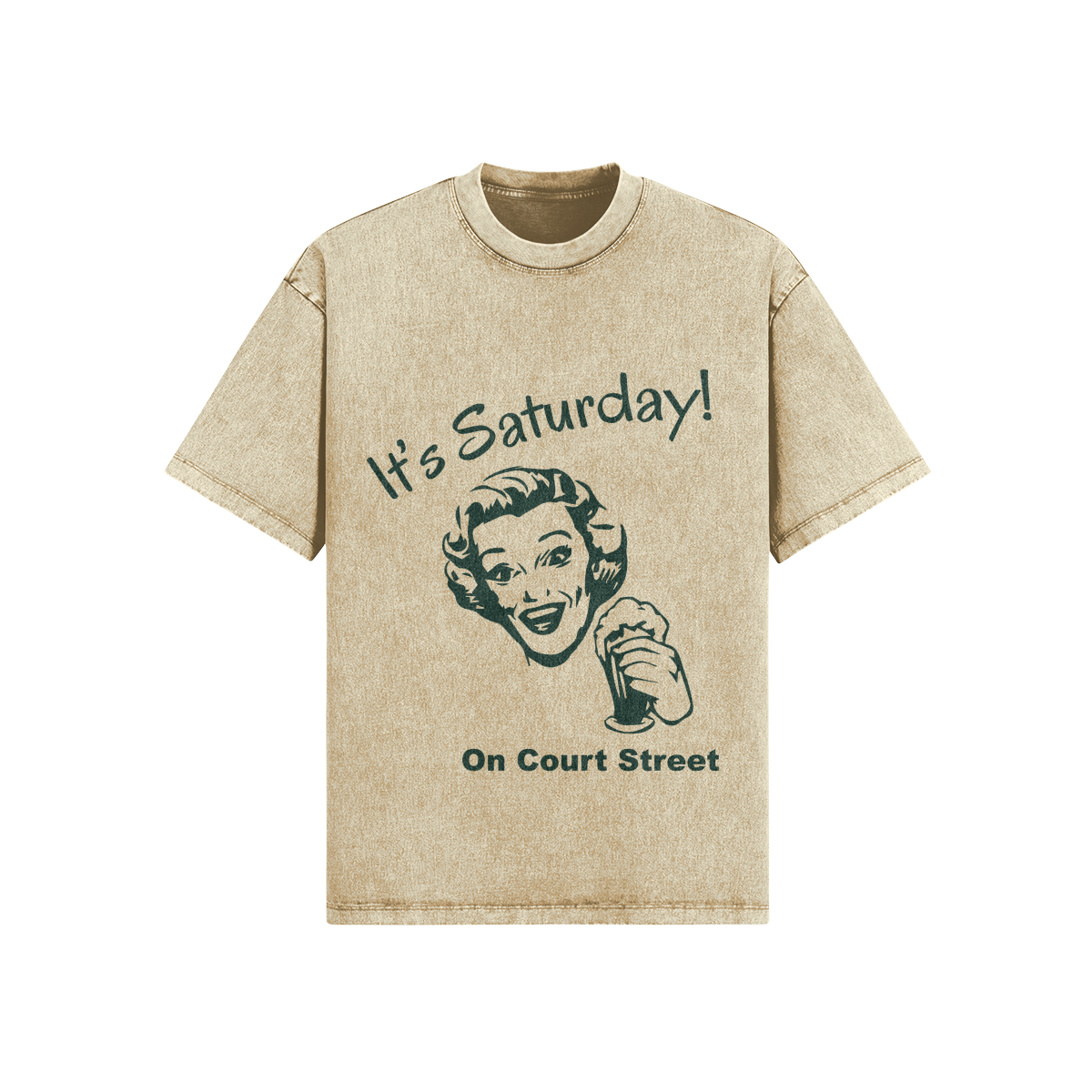 It's Saturday on Court Khaki Retro Tee