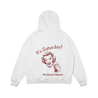 It's Saturday on Court White Fleece Hoodie