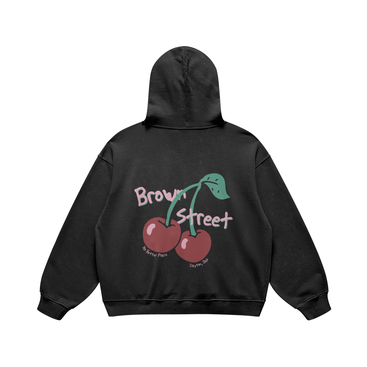 Brown Street Cherries Black Hoodie