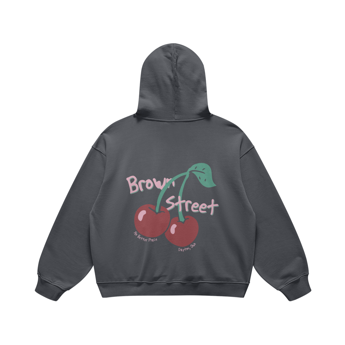 Brown Street Cherries Carbon Gray Hoodie