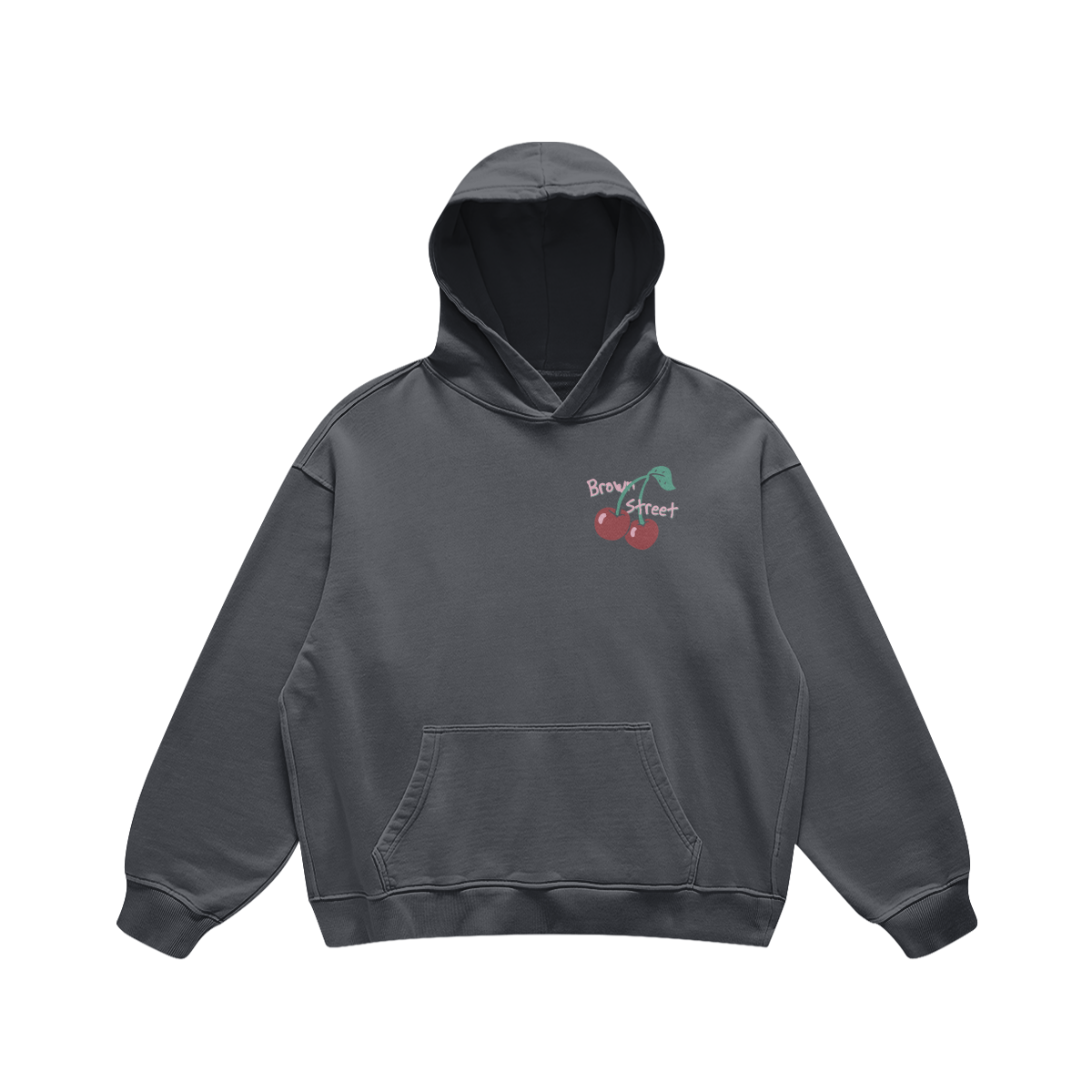 Brown Street Cherries Carbon Gray Hoodie