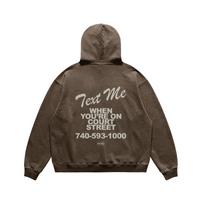Text Me on Court Brown Hoodie