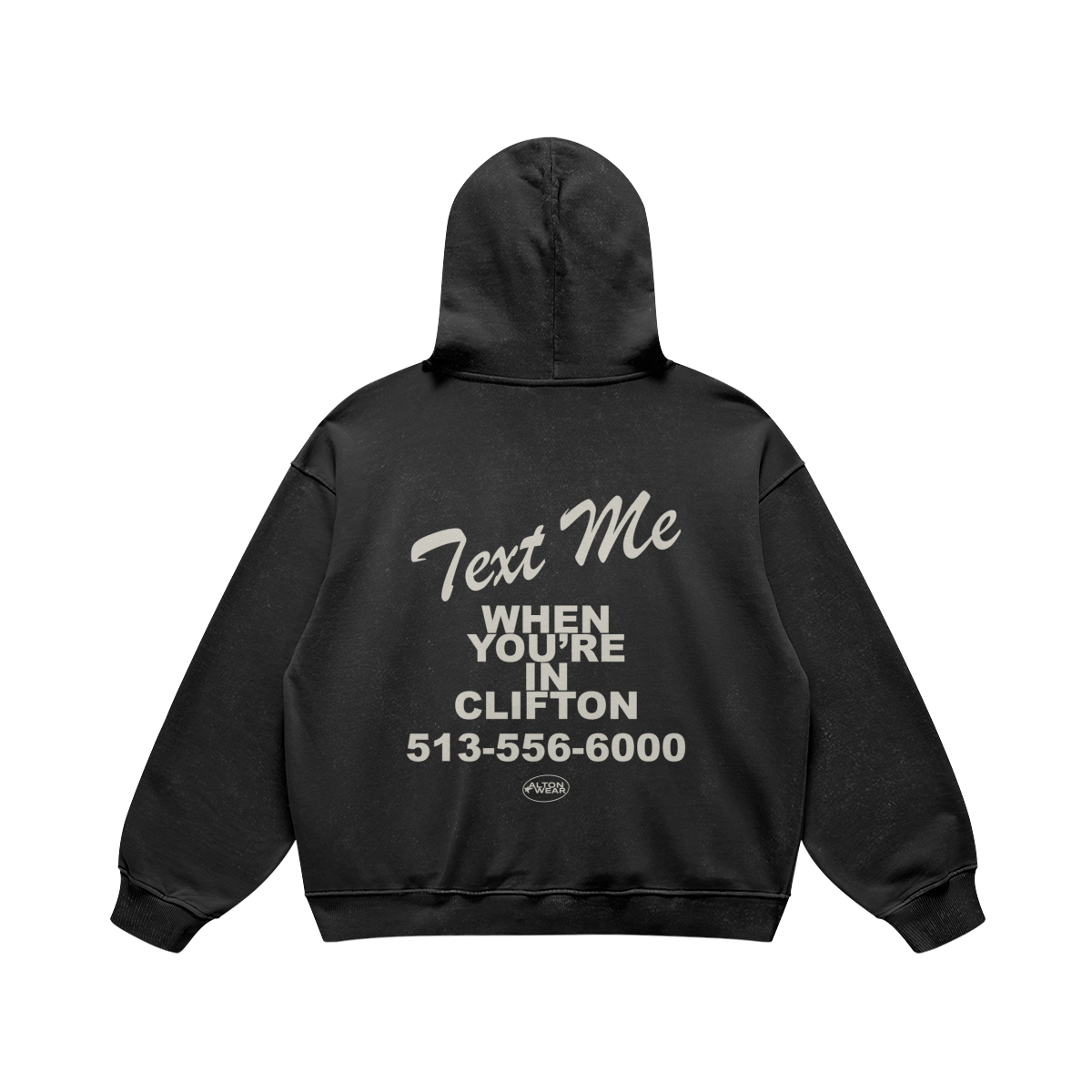 Text Me in Clifton Black Hoodie